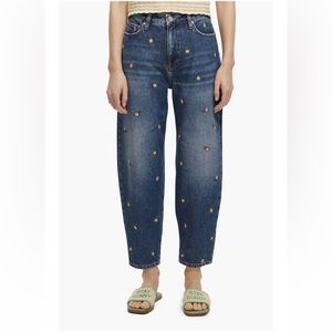 Scotch & Soda the Tide balloon leg jeans with peach embroidery